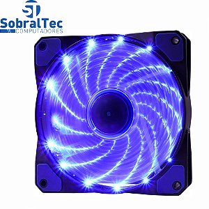 Cooler Fan 12cm Com 16 Leds Azul 12V 0,20A 9 Lâminas 1200Rpm Oex Game F20