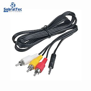 Cabo P3 Para Rca Estéreo Áudio e Vídeo 2 Metros Dourado It Blue LE-1001