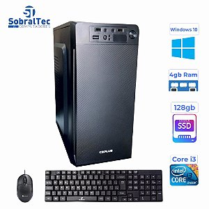 Computador Core i3-3240 HD SSD 128GB Memória Ram 4GB Gabinete C3Tec Com Teclado e Mouse