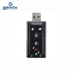 Placa De Som Usb 2.0 Externa 7.1 Virtual Channel Sound Xtrad XT2028