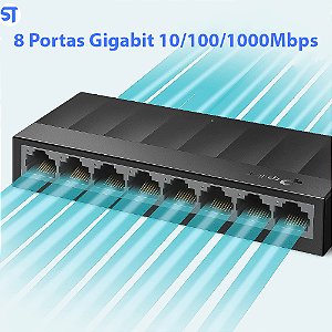 Switch TP Link 8 Portas Gigabit 10/100/1000Mbps LS1008G