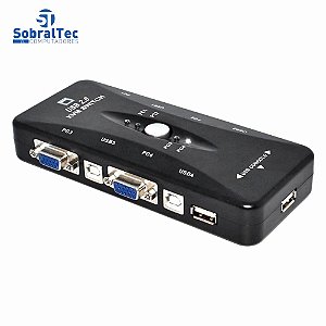 Chaveador Kvm Usb 2.0 Switch 4 Portas Vga e Usb B 3 Usb A Controladores 1 Vga Vídeo