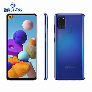 Smartphone Samsung Galaxy A21s 64GB Azul 4G - 4GB RAM 6,5” Câm. Quádrupla + Selfie 13MP