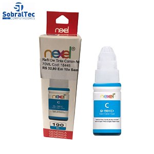 Refil De Tinta Compativel Canon Nexel Ciano GL-190 70ML- Para 1100-2100-3100-3102-4100-4102