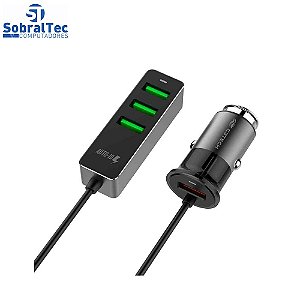 Carregador Veicular Com 4 USB QC3.0 3,4A UCV-Q430BK C3T