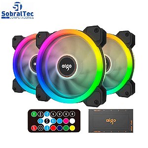 Cooler Fan RGB Gamer Aigo DR12 RGB - 3 em 1 Com Controle