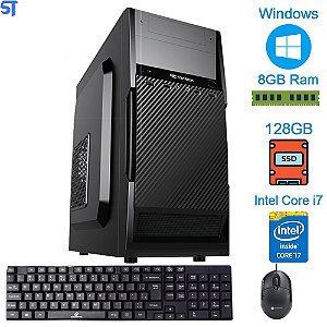 Computador Core i7-3770-HD SSD 128GB -Memória Ram 8GB -Teclado e Mouse- Windows 10