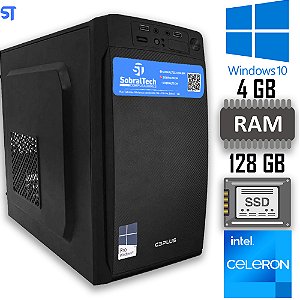 Computador Celeron Dual Core 2,6Ghz -HD SSD 128GB - Memória Ram 4GB- Micro- ATX MT-11BK C3Plus- Windows 10