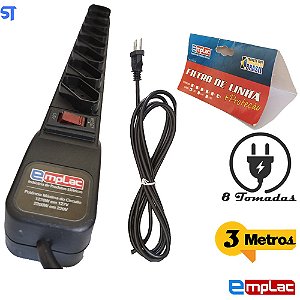 Protetor Eletrico Rearme Premium 8 Tomadas Com Cabo de 3 Metros -Emplac