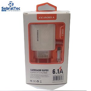 Carregador Rápido Com 3 Portas USB 6.1A Ecooda - EC5356-V8