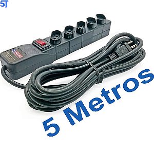 Protetor Eletrico Rearme Premium 5 Tomadas Com Cabo de 5 Metros - Emplac
