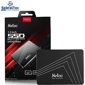 HD SSD 256Gb Netac Sata 3 500mb/s para Leitura e 490mb/s para Gravação Black