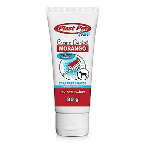 Creme Dental Plast Pet Care Sabor Morango 80g