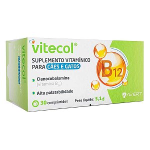 Vitecol Suplemento para Cães e Gatos 30 Comprimidos 5,1g Avert