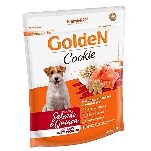 Snack Biscoito Golden Cookie Cães Adultos Porte Pequeno Sabor Salmão e Quinoa 350g
