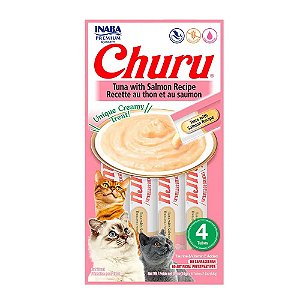 Snack Churu Purê Sabor Atum e Salmão para Gatos 56g Com 4 Tubos