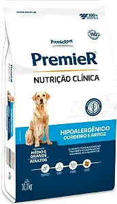 Ração Premier Nutrição Clínica Hipoalergênico Cães Adultos Porte Médios e Grandes Sabor Cordeiro e Arroz 10,1kg - PremierPet