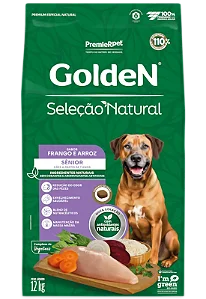 Ração Golden Cães Seleção Natural Sênior Sabor Frango e Arroz 12kg - PremierPet