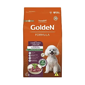 Ração Golden Fórmula Cães Adultos Porte Pequeno Sabor Carne, Arroz e Vegetais - PremierPet