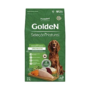 Ração Golden Cães Seleção Natural Adultos Sabor Frango e Arroz - PremierPet