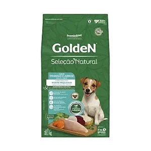 Ração Golden Cães Seleção Natural Adultos Porte Pequeno Sabor Frango e Arroz - PremierPet