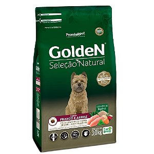 Ração Golden Cães Seleção Natural Sênior Porte Pequeno Sabor Frango e Arroz - PremierPet