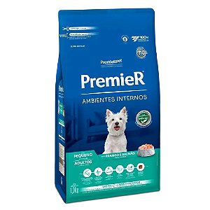 Ração Premier Ambientes Internos Cães Adultos Raças Pequenas Sabor Frango e Salmão - PremierPet