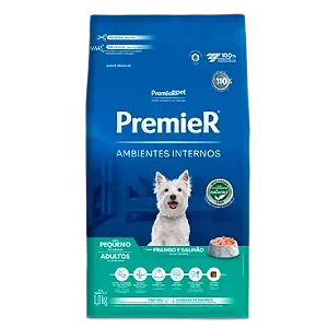 Ração Premier Ambientes Internos Cães Adultos Raças Pequenas Sabor Frango e Salmão - PremierPet