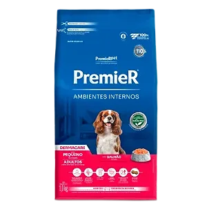 Ração Premier Ambientes Internos Cães Adultos Dermacare de Porte Peque Sabor Salmão - PremierPet