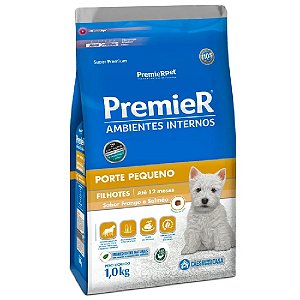 Ração Premier Ambientes Internos Cães Filhotes Pequeno Porte Sabor Frango e Salmão - PremierPet