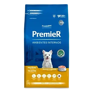 Ração Premier Ambientes Internos Cães Filhotes Pequeno Porte Sabor Frango e Salmão - PremierPet