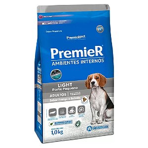 Ração Premier Ambientes Internos Light Cães Adultos Raças Pequenas Sabor Frango e Salmão 12kg - PremierPet