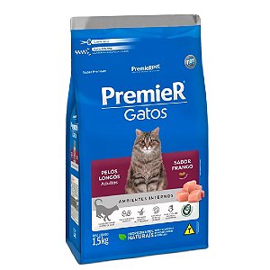 Ração Premier Gatos Adultos Pelos Longos Ambientes Internos Sabor Frango - PremierPet