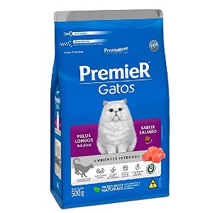 Ração Premier Gatos Adultos Pelos Longos Ambientes Internos Sabor Salmão - PremierPet