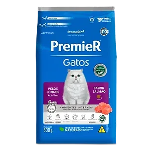 Ração Premier Gatos Adultos Pelos Longos Ambientes Internos Sabor Salmão - PremierPet