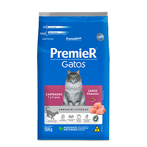 Ração Premier Gatos Castrados 7 a 11 anos Ambientes Internos Sabor Frango - PremierPet