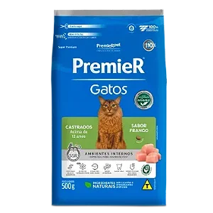 Ração Premier Gatos Castrados Acima de 12 anos Ambientes Internos Sabor Frango - PremierPet