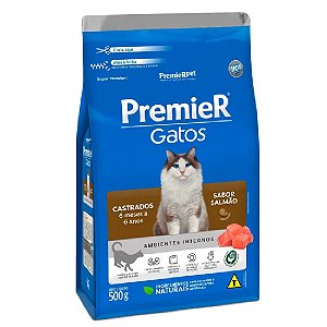 Ração Premier Gatos Castrados A partir de 6 Meses até 6 anos Ambientes Internos Sabor Salmão - PremierPet