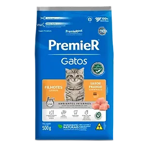 Ração Premier Gatos Filhotes Ambientes Internos Sabor Frango - PremierPet