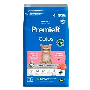 Ração Premier Gatos Filhotes Pelos Longos Ambientes Internos Sabor Salmão - PremierPet