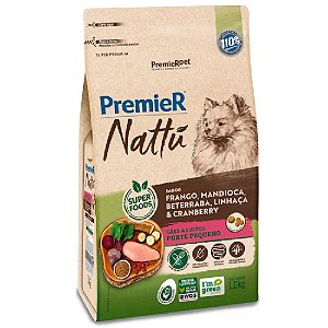 Ração Premier Nattu Cães Adultos Porte Pequeno Sabor Frango e Mandioca - PremierPet