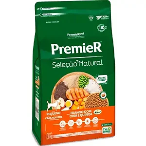 Ração Premier Seleção Natural Cães Adultos Porte Pequeno Sabor Frango Korin, Chia e Quinoa - PremierPet