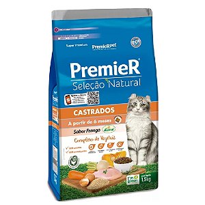 Ração Premier Gatos Castrados Seleção Natural A Partir de 6 Meses Sabor Frango Korin - PremierPet