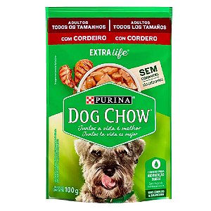 Ração Úmida Dog Chow Cães Adultos Sabor Cordeiro 100g Purina