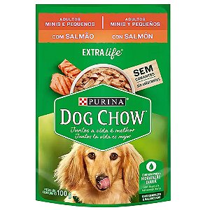 Ração Úmida Dog Chow Cães Adultos Raças Pequenas Sabor Salmão 100g Purina