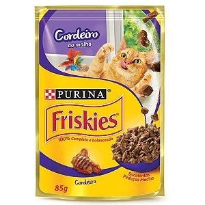 Ração Úmida Friskies Gatos Adultos Sabor Cordeiro ao Molho 85g Purina