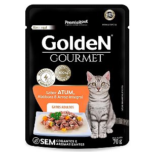 Ração Úmida Golden Gourmet Gatos Adultos Sabor Atum, Abóbora e Arroz Integral 70g