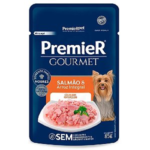Ração Úmida Premier Gourmet Cães Adultos Porte Pequeno Sabor Salmão e Arroz Integral 85g