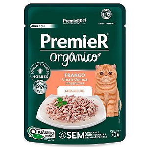 Ração Úmida Premier Orgânico Gatos Adultos Sabor Frango, Chia e Quinoa 70g