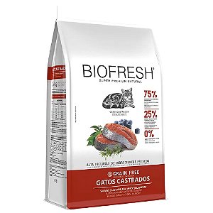 Ração Biofresh Gatos Castrados Sabor Salmão, Alecrim, Chá Verde e Blueberry